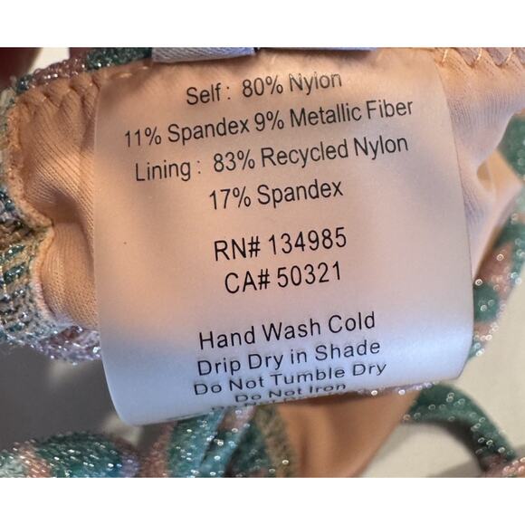 For Love & Lemons Size Small Yola Triangle Bikini Top Floral Print Shimmer Boho - Picture 8 of 8